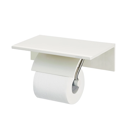 Single Toilet Tissue Holder W/Shelf (Aluminum W/Ivory Coating)