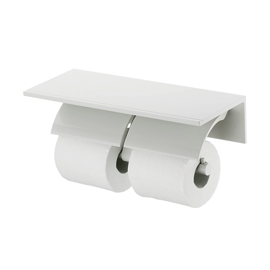 Double Toilet Tissue Holder W/Shelf (Aluminum W/Ivory Coating)