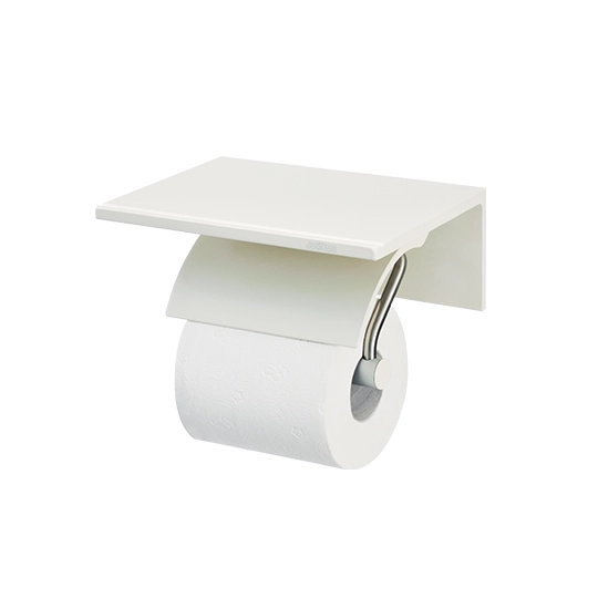 Single Toilet Tissue Holder W/Shelf (Free Direction)(Aluminum W/Ivory Coating)